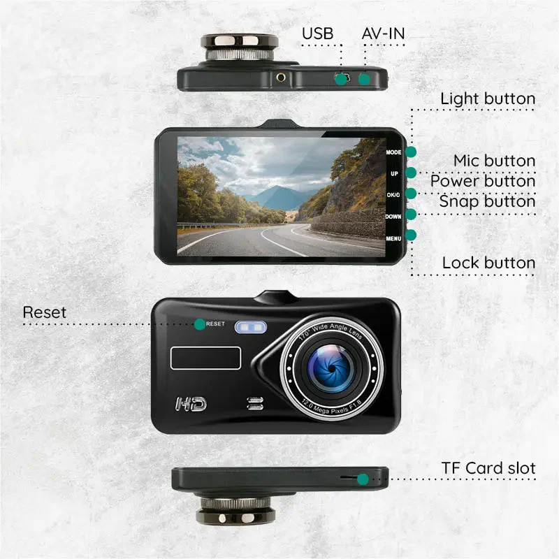 BowLift | Wide Angle 1920x1080P FHD Dual Dash Cam