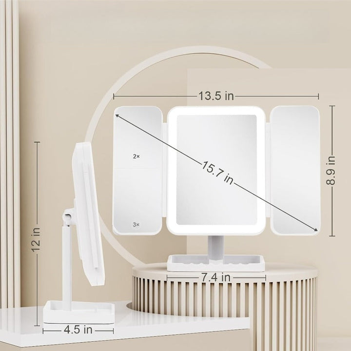 Tri-Fold LED Makeup Mirror Bowlift
