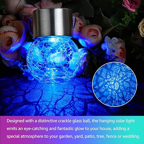 BowLift | Multicolor Crackle Glass Hanging Solar Light