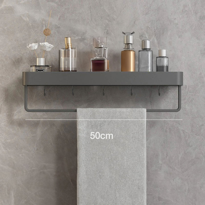BowLift | Modern Grey Bathroom Shelf – Stylish Wall-Mounted Storage with Optional Towel Rail