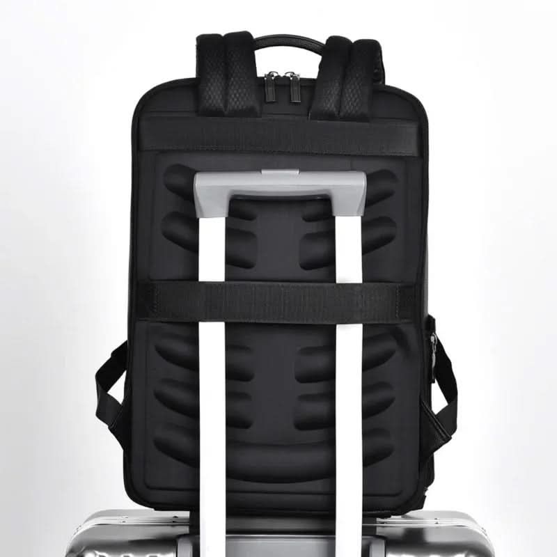 BowLift | Elegant leather rucksack for men/women with USB port for laptop and everyday use, 15.6 inch, black