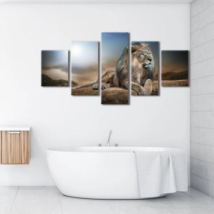 Set Of 5 Lion Print Wall Art Canvas | Bowlift
