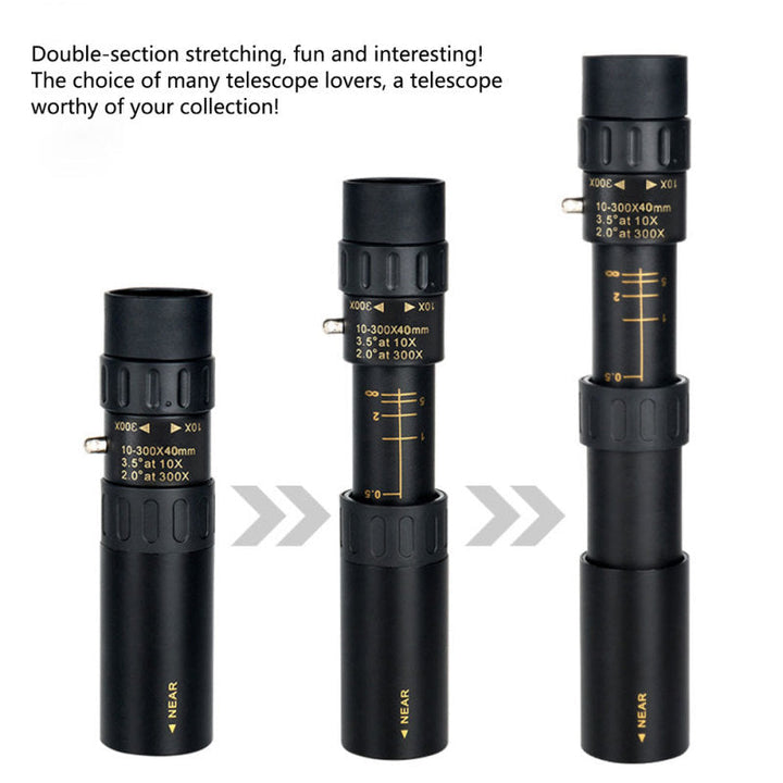 BowLift | High-Power Monocular Telescope | 10–300X Zoom | Night Vision | Waterproof | Smartphone Adapter Compatible