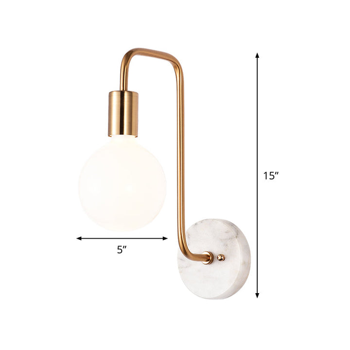 BowLift | Gold Sphere Wall Light Modernism 1-Arm Cream Glass Wall Mounted Lamp with Right Angle Arm