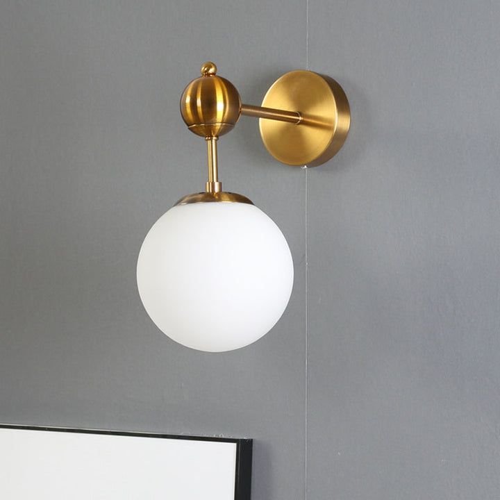 BowLift | White Glass Global Wall Lighting Fixture Postmodern 1-Bulb Wall Lamp in Brass with Adjustable Knot