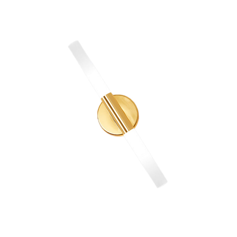 BowLift | Minimalist Slim Tubular Wall Lamp White Glass LED Corner Wall Lighting Fixture in Brass