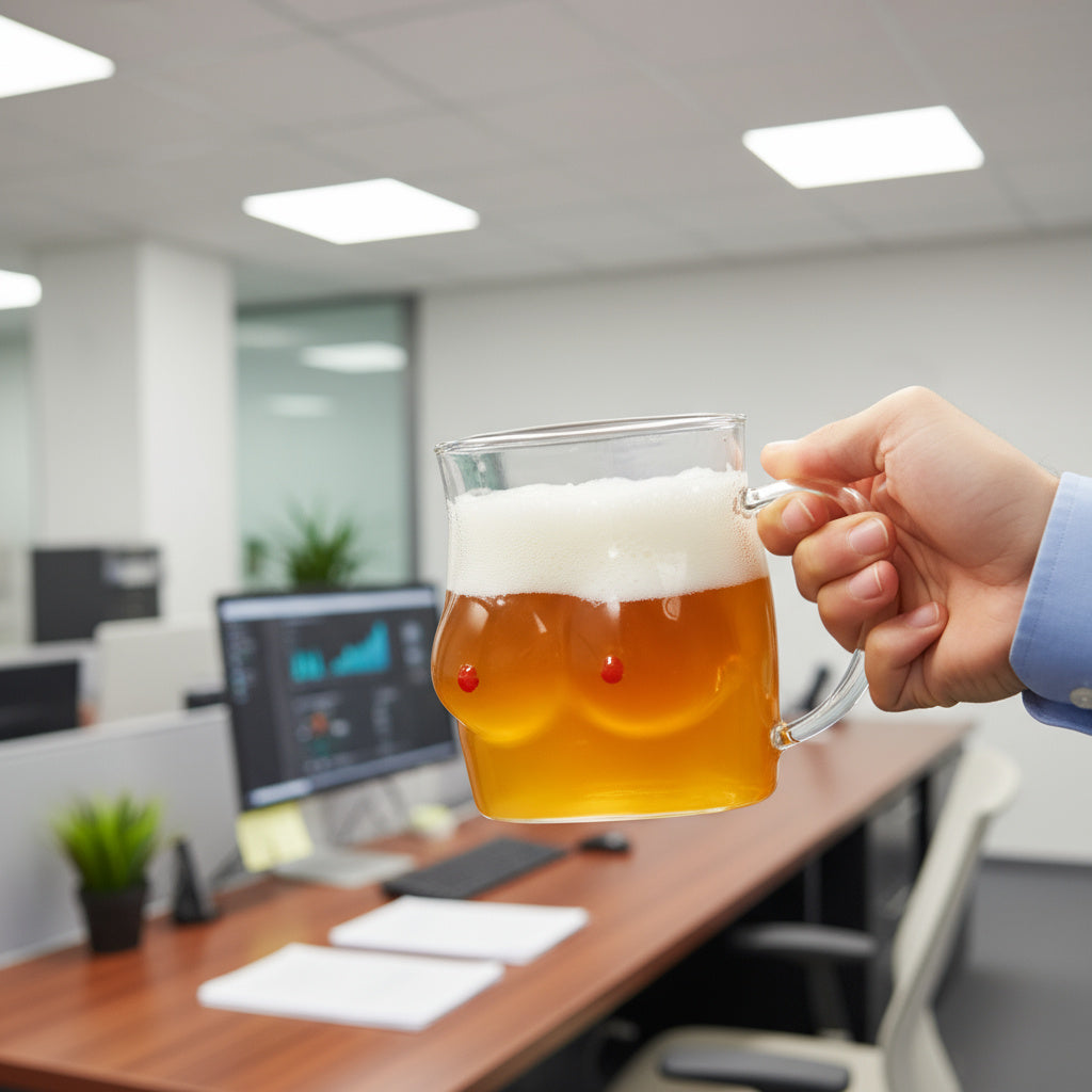 BowLift | Double-Wall Chesty Shape Glass Funny Mug