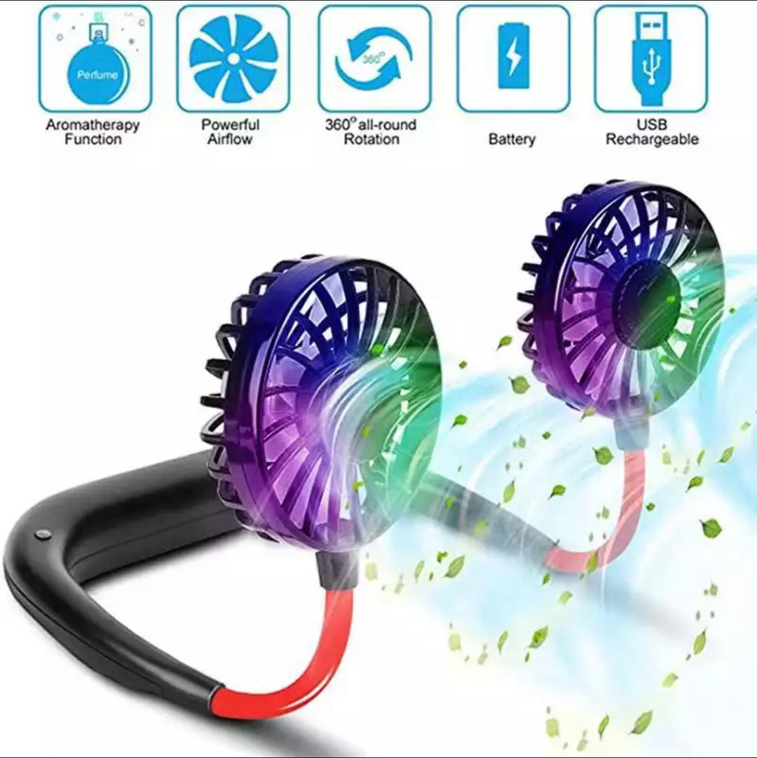 USBPortable Fan Cold Fan Hands Free Neck Fan Hanging Rechargeable Mini Sports Fan | Bowlift