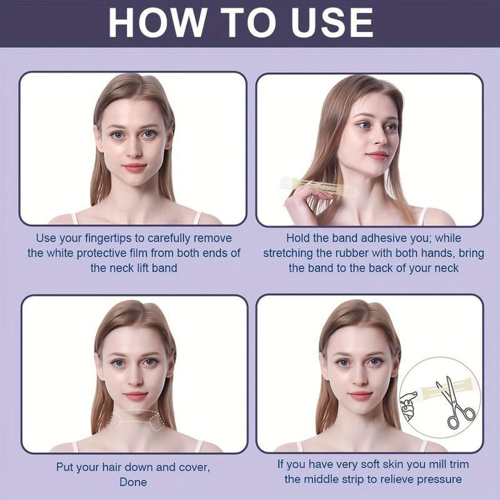 BowLift | Neck Lifting Tape | Instant Firming & Sculpting Effect | Invisible & Skin-Safe Adhesive