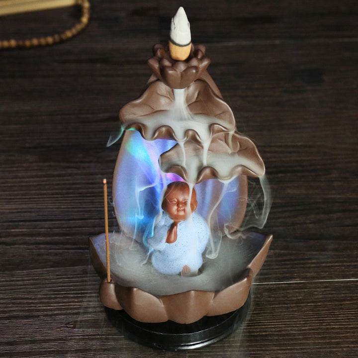 Lotus-shaped aromatherapy incense waterfall