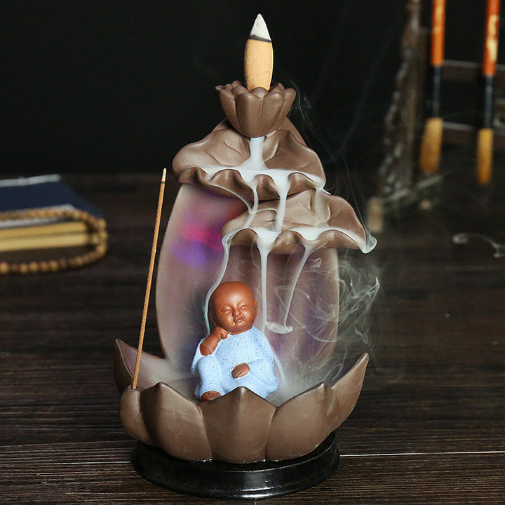 Lotus-shaped aromatherapy incense waterfall