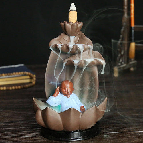 Lotus-shaped aromatherapy incense waterfall