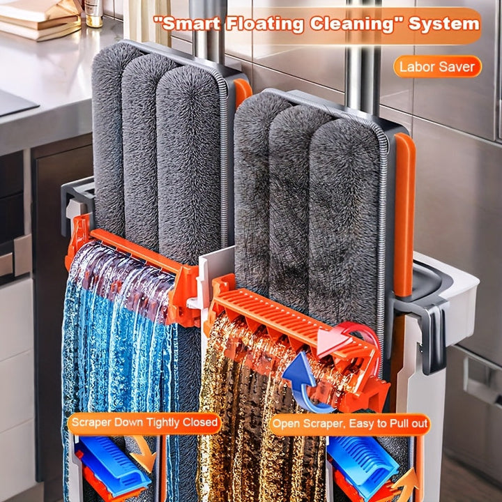 Flat mop set with bucket & wringing system | Bowlift