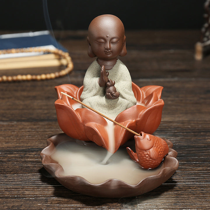Lotus Flower Buddha Incense Burner Set