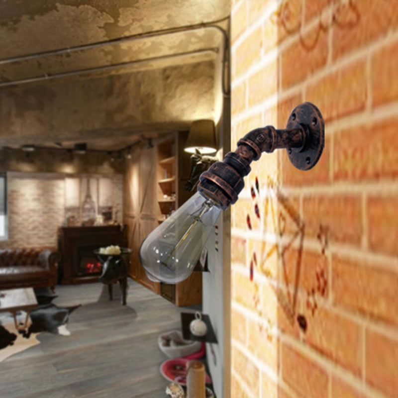 BowLift | Water pipe Metal Wall lighting Vintage 1 Light Stair wall mounting Lamp Wall lamp in Rust