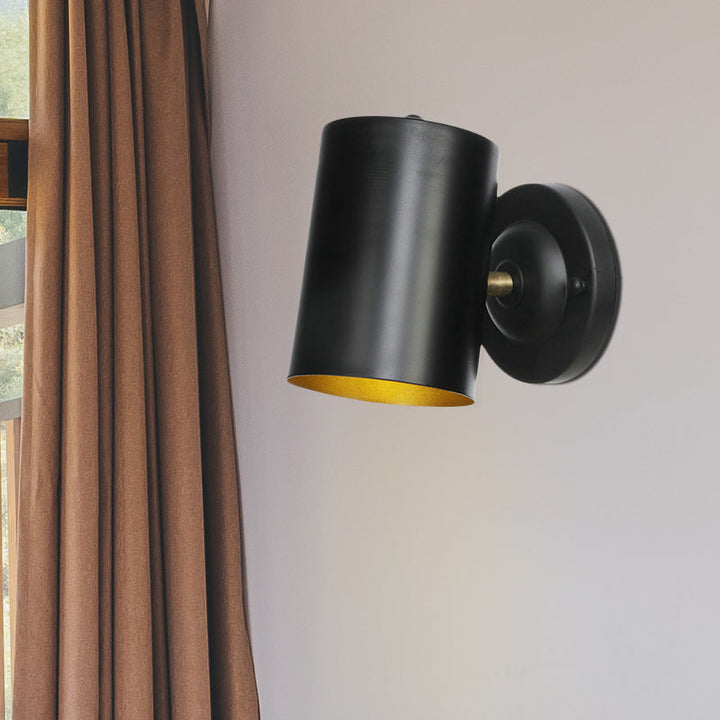 BowLift | 1 Light Cylindrical Wall Lamp Fixture Farmhouse Black Finish Metal Wall Mount Wall Lamp for Bedside, 4"/6" W