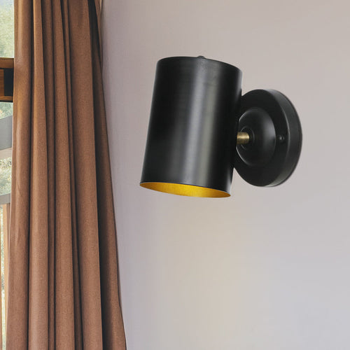 BowLift | 1 Light Cylindrical Wall Lamp Fixture Farmhouse Black Finish Metal Wall Mount Wall Lamp for Bedside, 4