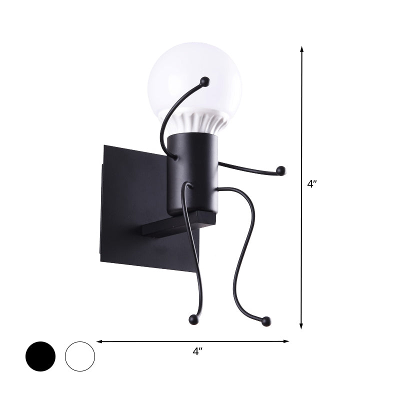 BowLift | Black/White Human Shape Wall Lamp Art Deco Metallic 1/2-Cap Bedside Wall-mounted Lighting