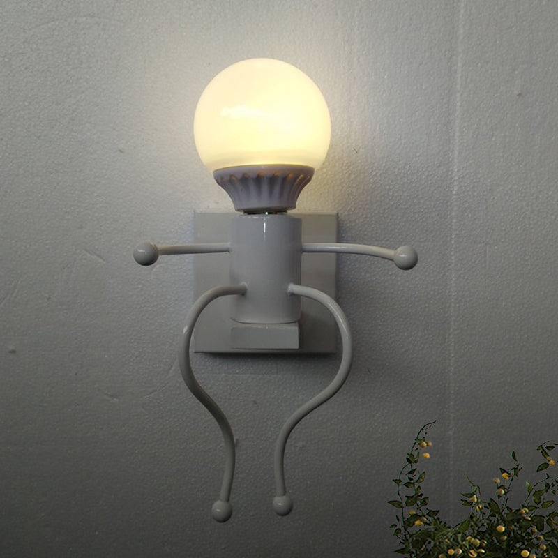 BowLift | Black/White Human Shape Wall Lamp Art Deco Metallic 1/2-Cap Bedside Wall-mounted Lighting