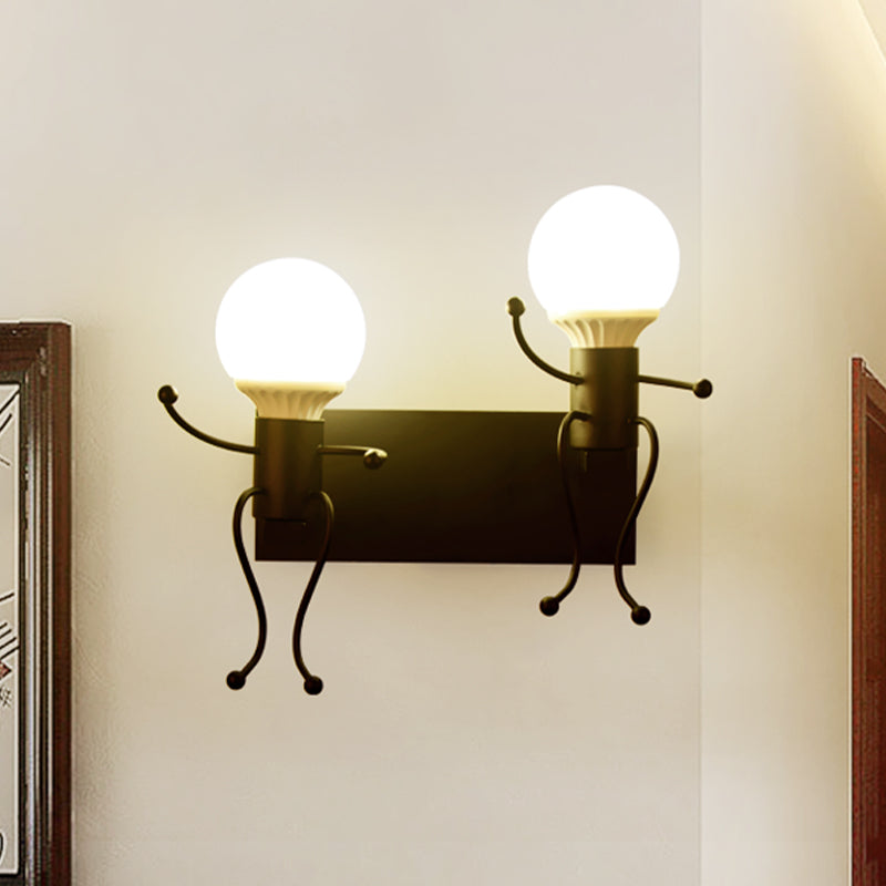 BowLift | Black/White Human Shape Wall Lamp Art Deco Metallic 1/2-Cap Bedside Wall-mounted Lighting