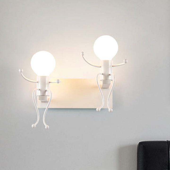 BowLift | Black/White Human Shape Wall Lamp Art Deco Metallic 1/2-Cap Bedside Wall-mounted Lighting