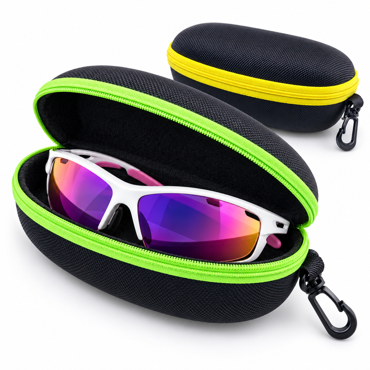 Protective EVA Hard-Shell Sunglasses Case with Zipper and Carabiner Clip Bowlift