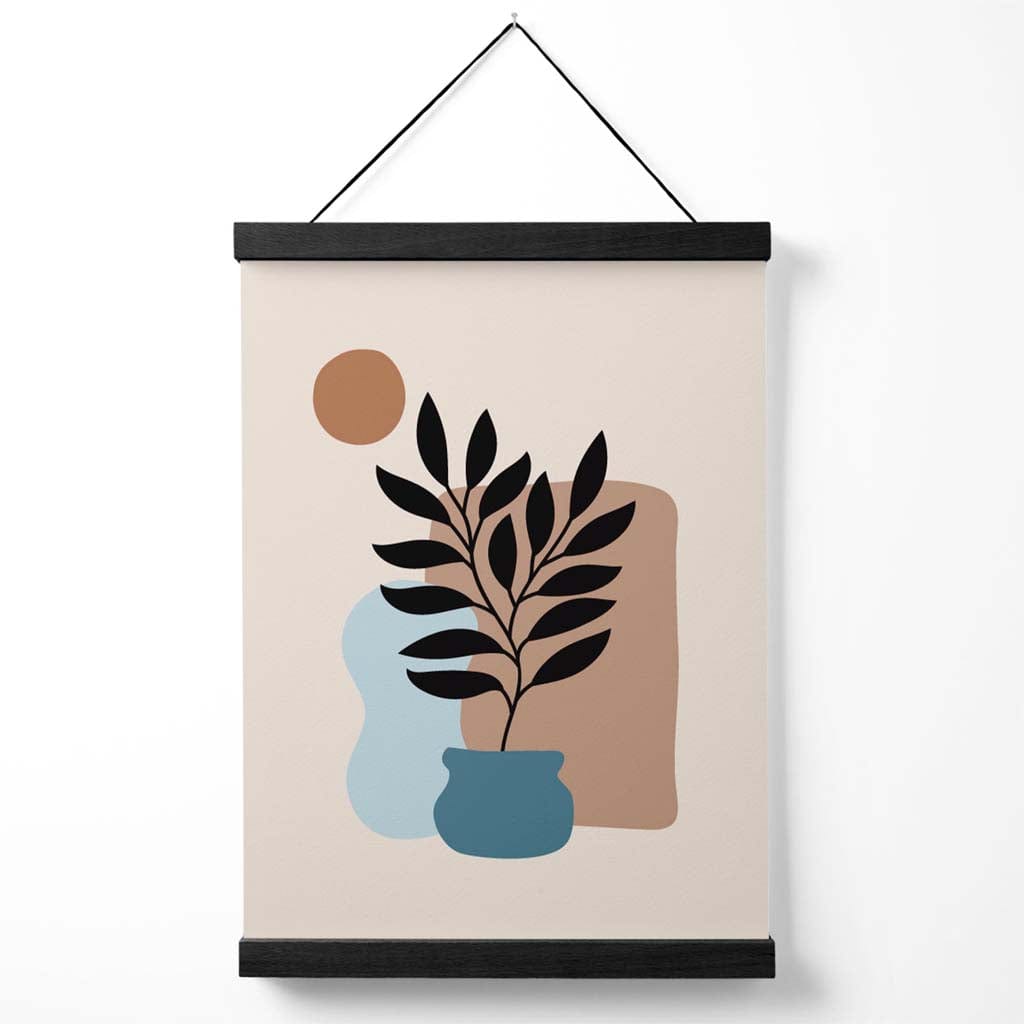 Beige, Blue and Brown Boho Graphic Floral Posters with Hanger | Bowlift