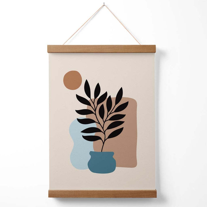 Beige, Blue and Brown Boho Graphic Floral Posters with Hanger | Bowlift