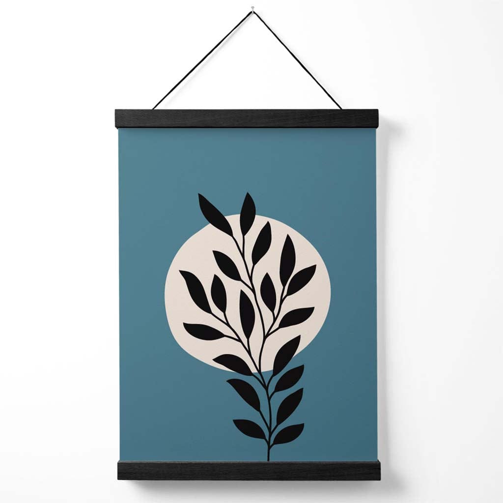 Blue and Beige Boho Graphic Floral Poster with hanger | Bowlift