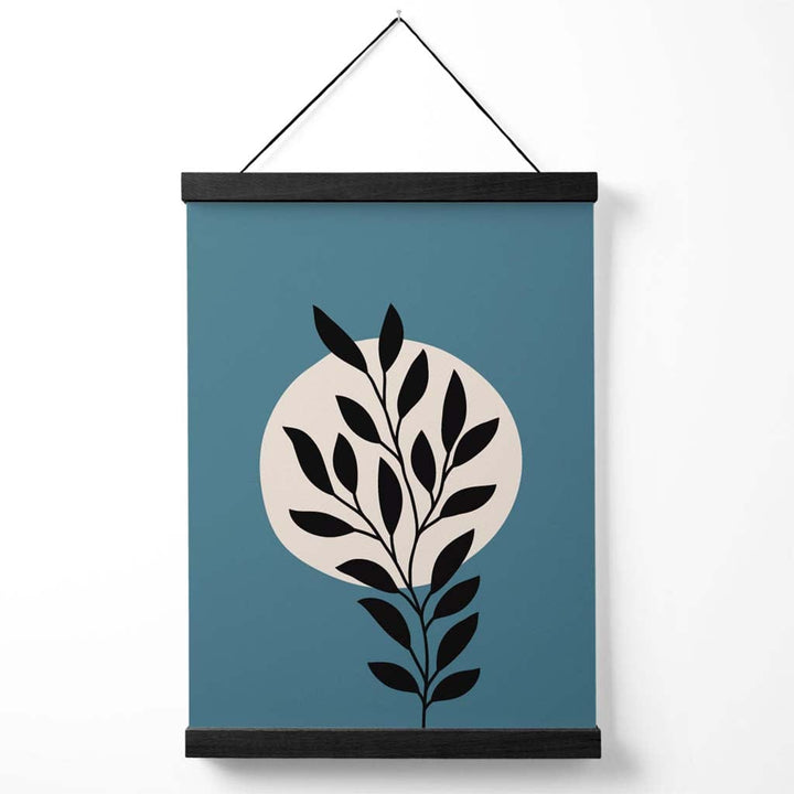 Blue and Beige Boho Graphic Floral Poster with hanger | Bowlift