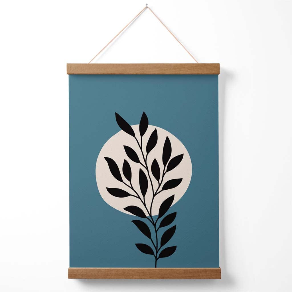 Blue and Beige Boho Graphic Floral Poster with hanger | Bowlift