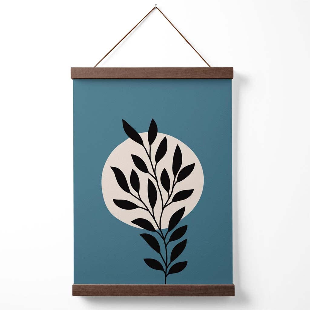 Blue and Beige Boho Graphic Floral Poster with hanger | Bowlift