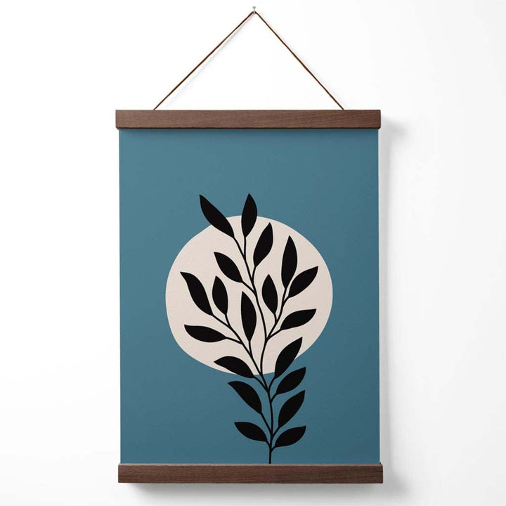 Blue and Beige Boho Graphic Floral Poster with hanger | Bowlift