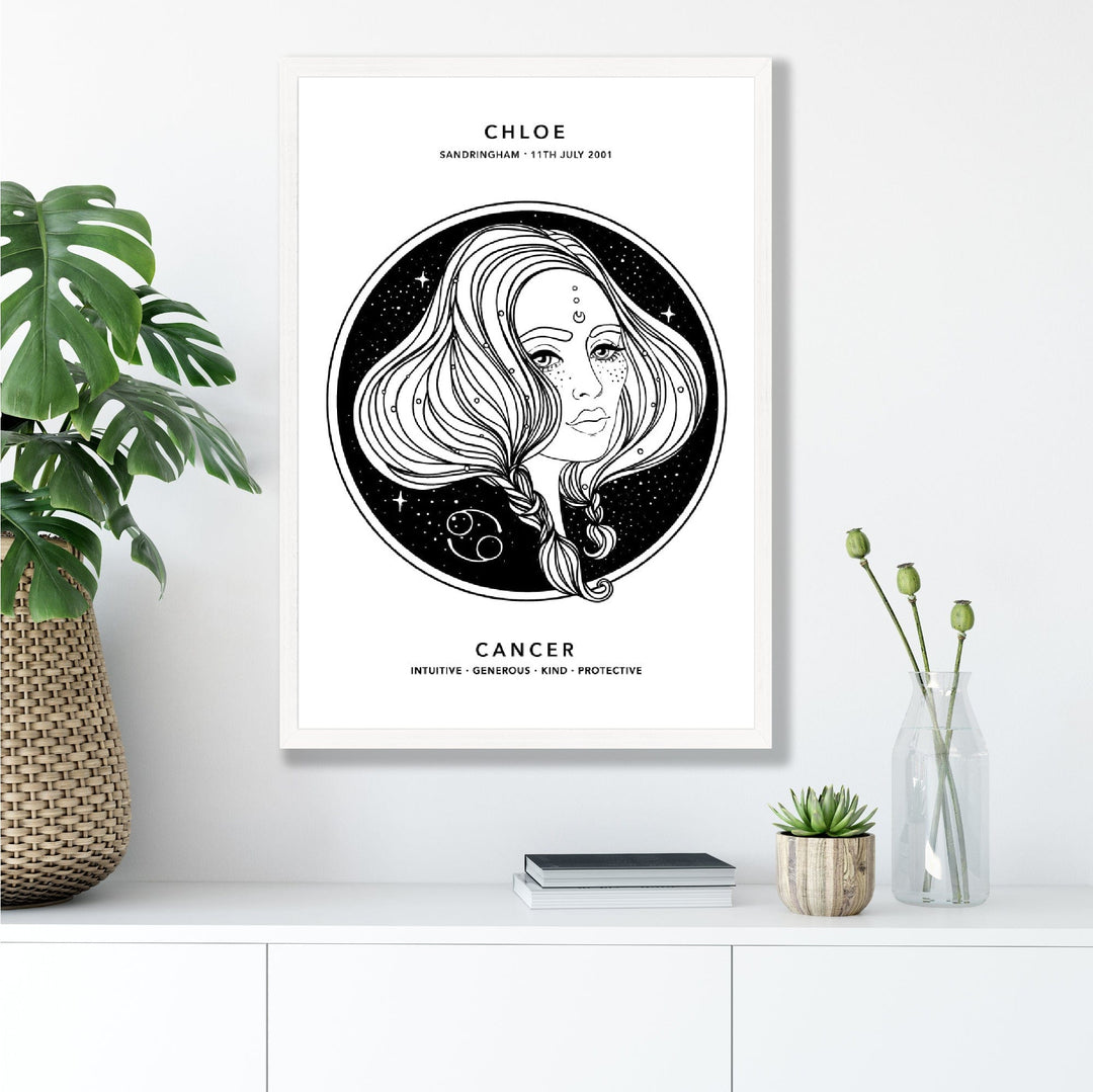 KREBS - Personalized Zodiac Girl Art Print | Bowlift