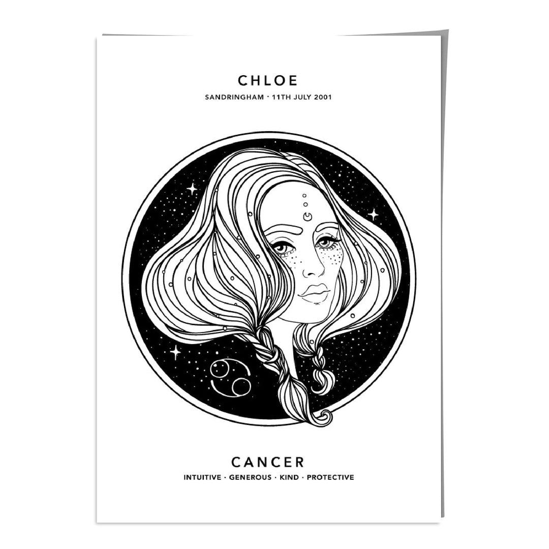 KREBS - Personalized Zodiac Girl Art Print | Bowlift
