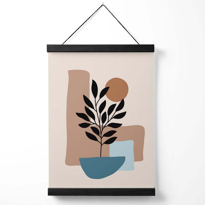 Brown, Beige and Blue Boho Graphic Floral Poster with Hanger | Bowlift
