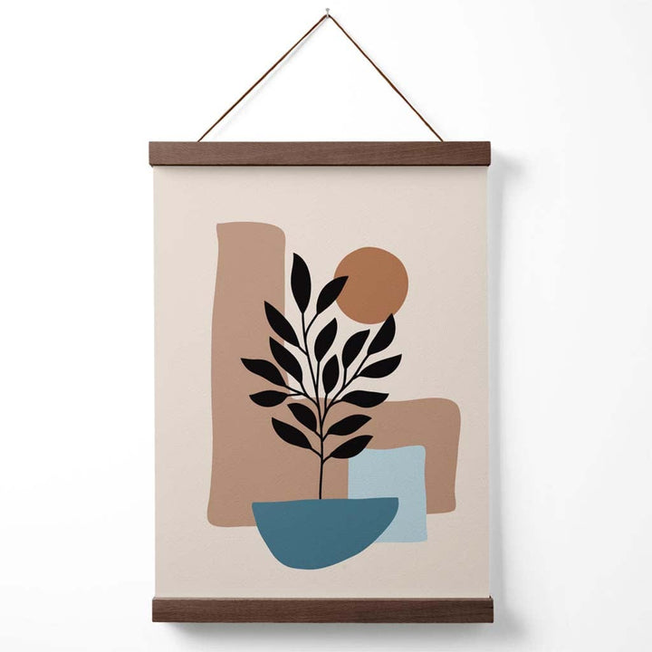 Brown, Beige and Blue Boho Graphic Floral Poster with Hanger | Bowlift