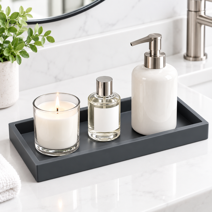 Rectangular Non-Slip Silicone Bathroom Tray Organizer Bowlift