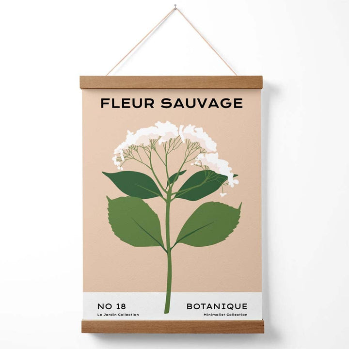 Beige and green wildflower flower market minimalist poster with hanger | Bowlift
