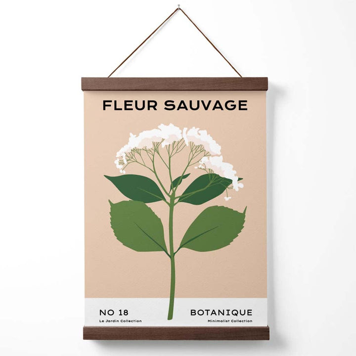 Beige and green wildflower flower market minimalist poster with hanger | Bowlift