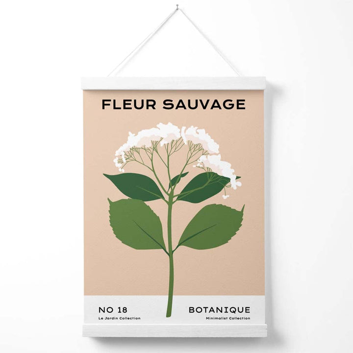 Beige and green wildflower flower market minimalist poster with hanger | Bowlift