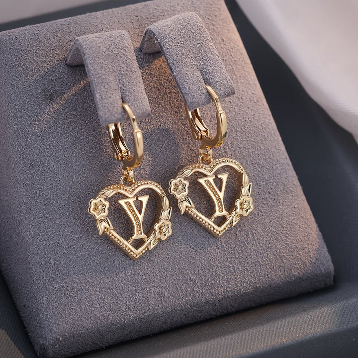 BowLift | Dainty Initial Letter Heart Hoop Earrings