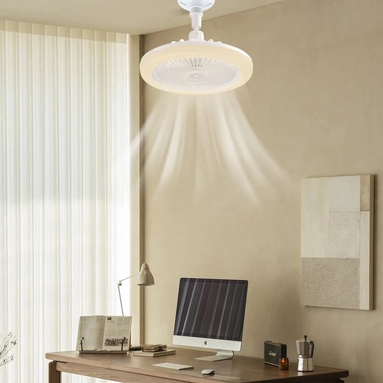 Energy-efficient Ceiling Fan with LED Light & Remote Control | SuitaBowlifte for Any Lamp Socket | Bowlift