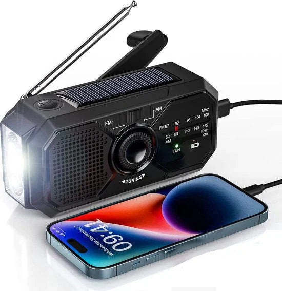 BowLift | Portable emergency radio with solar panel and hand crank – FM/AM reception and power bank function