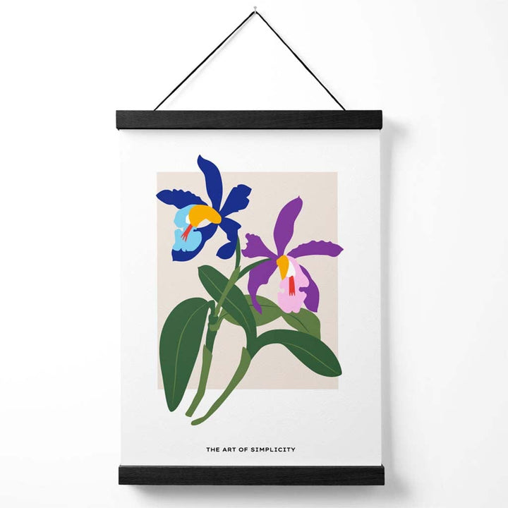 Blue and purple Iris flower market simplicity poster with hanger | Bowlift