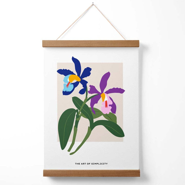 Blue and purple Iris flower market simplicity poster with hanger | Bowlift