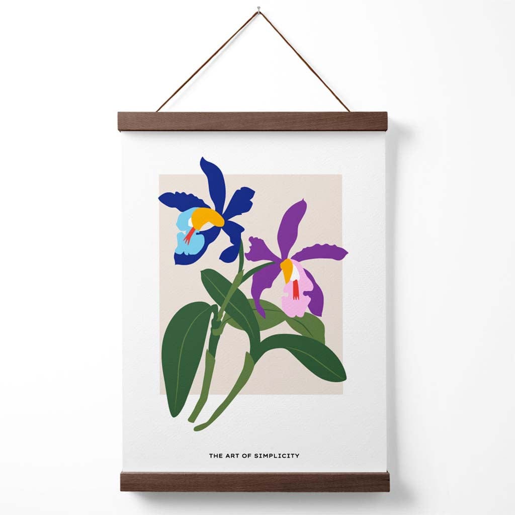 Blue and purple Iris flower market simplicity poster with hanger | Bowlift