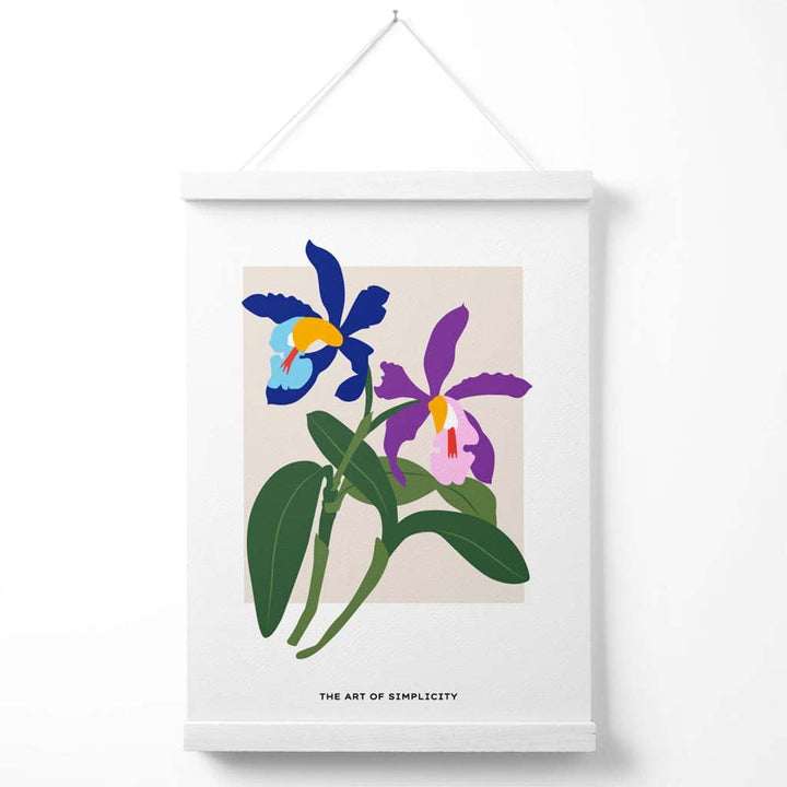 Blue and purple Iris flower market simplicity poster with hanger | Bowlift
