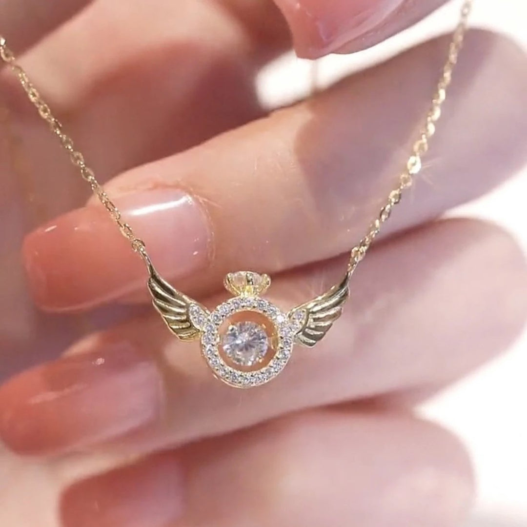 BowLift | Angel Wings Necklace – Titanium Steel Pendant with Strass
