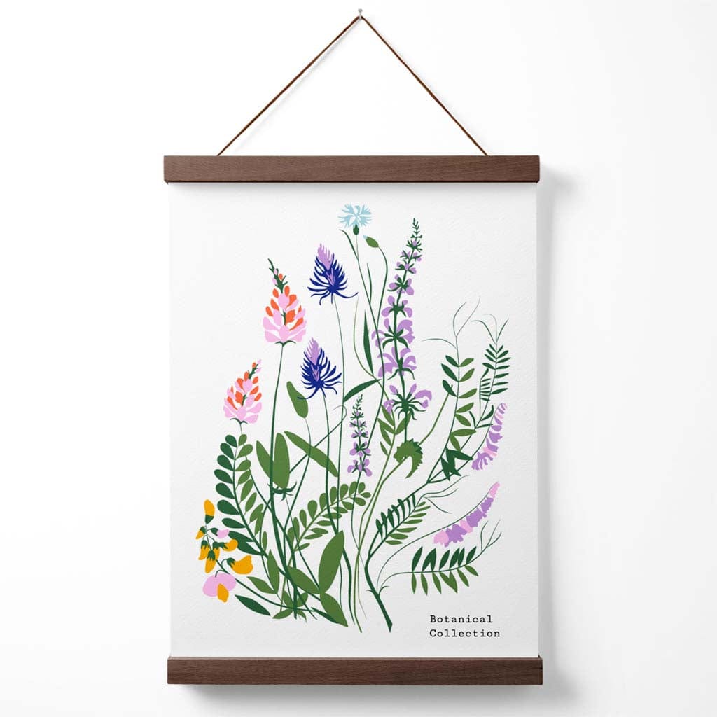 Blue and purple wildflower flower market simplicity poster with hanger | Bowlift